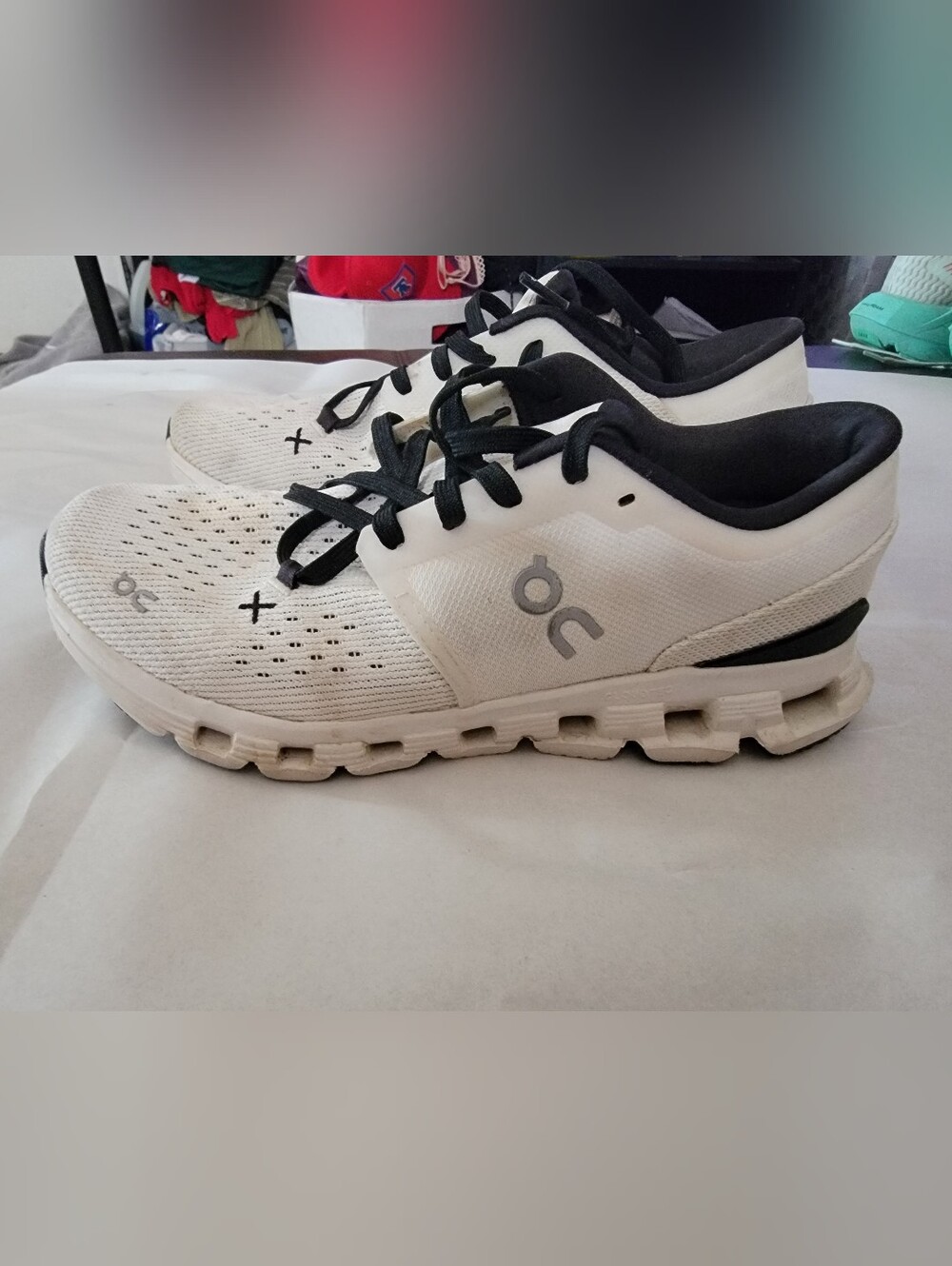 On Running Men's Athletic Shoes - White with Black Accents